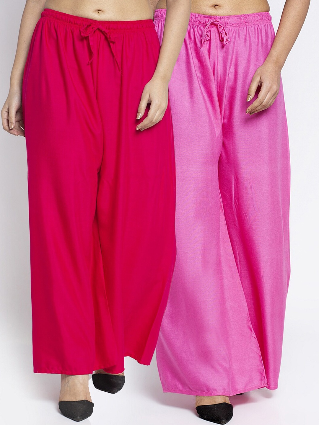 

GRACIT Women Pink & Fuchsia 2 Flared Knitted Ethnic Palazzos