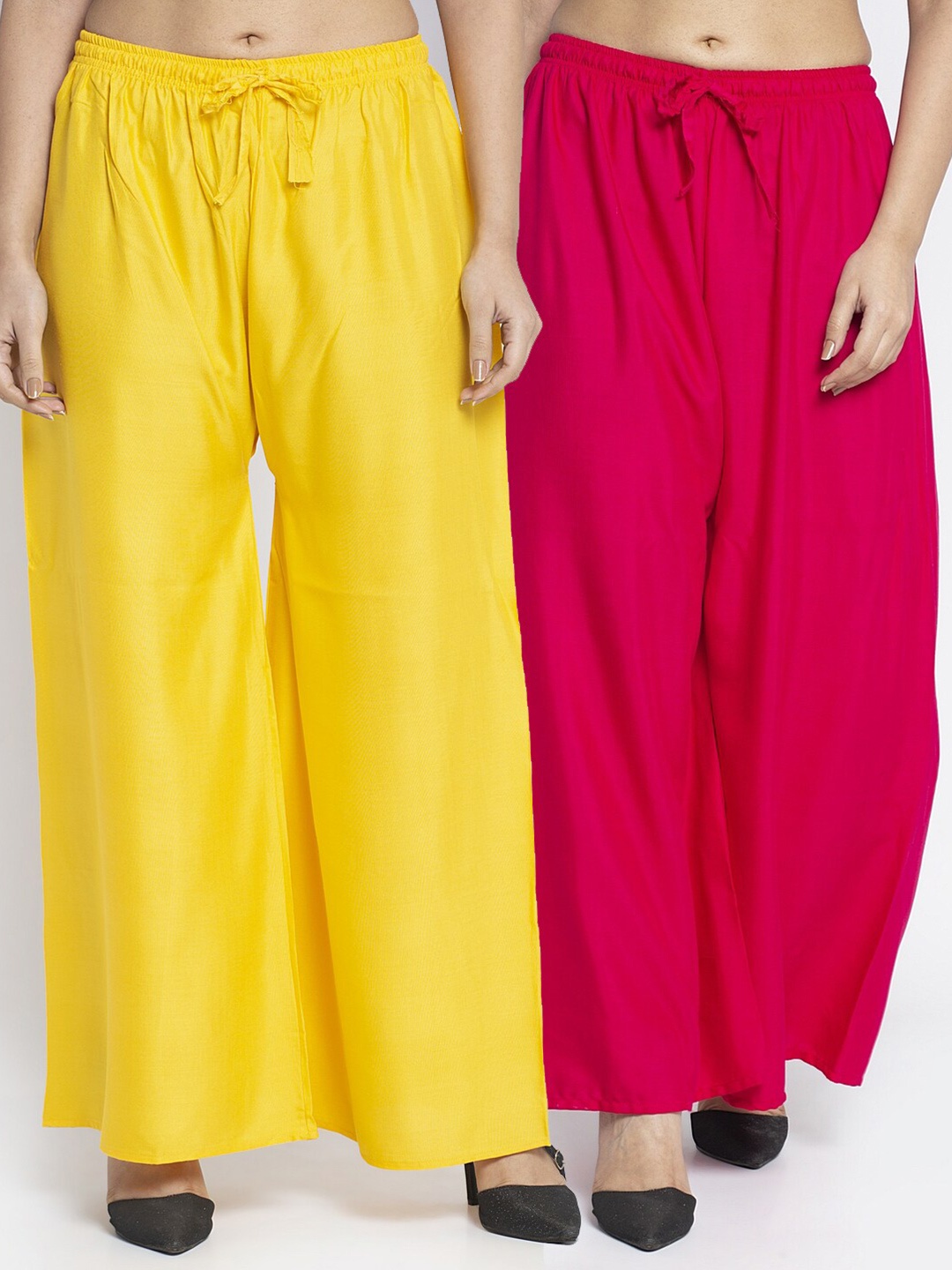 

GRACIT Women Yellow & Pink Pack of 2 Flared Ethnic Palazzos