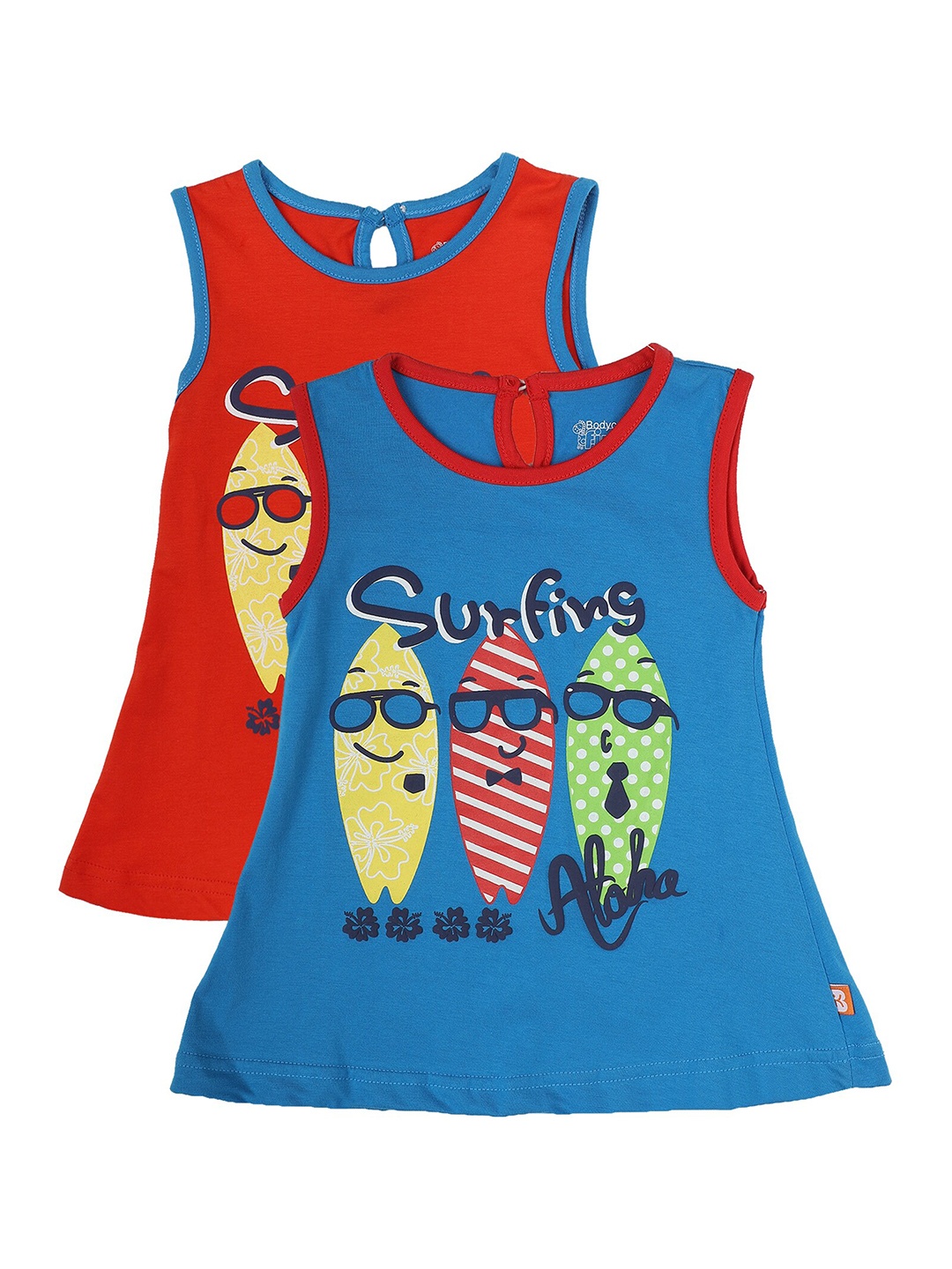 

Bodycare Pack of 2 Girls Red & Blue Printed A-Line Dress