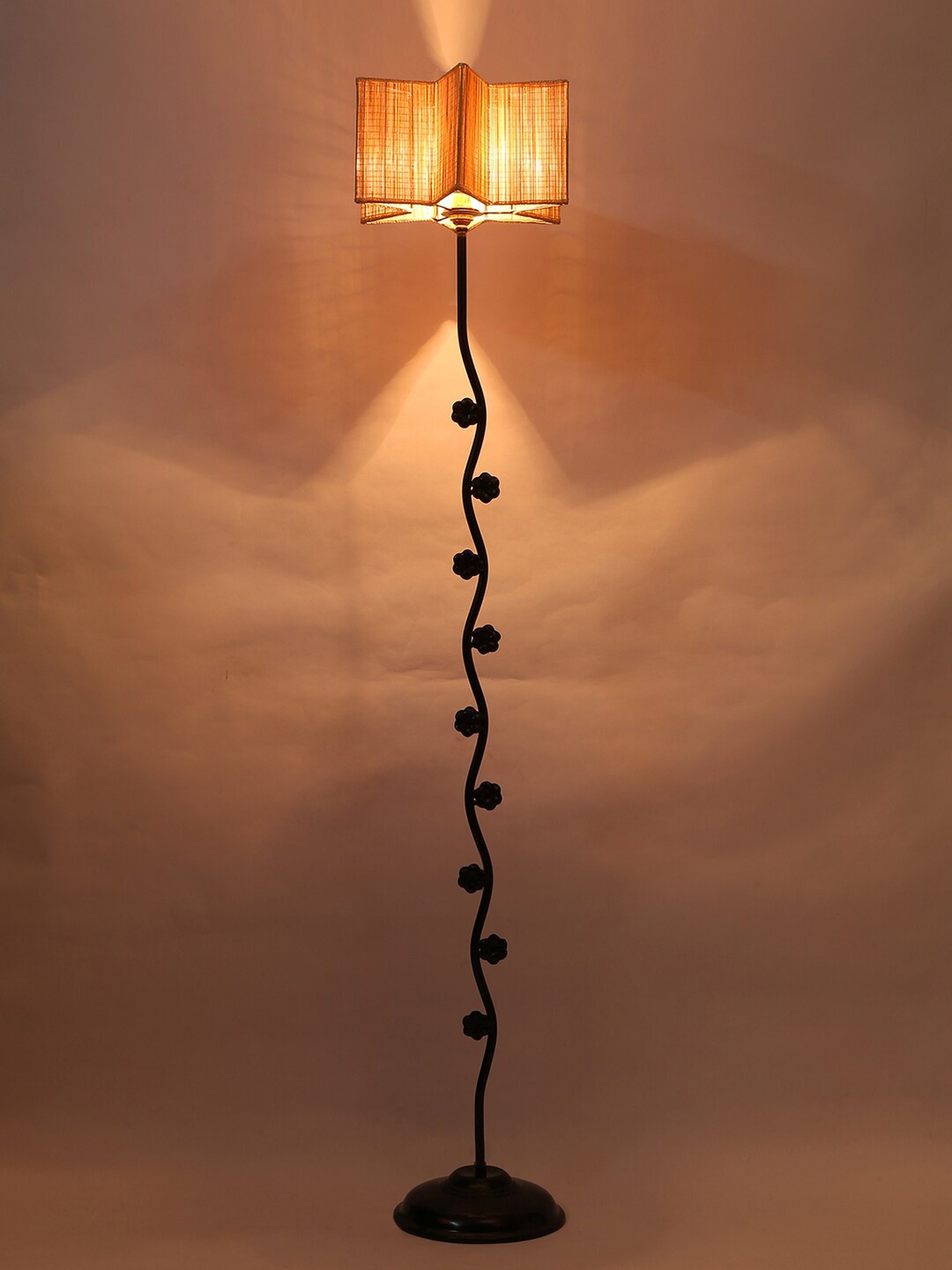 

Devansh Beige Bamboo Shade & Designer Iron Floor Lamp