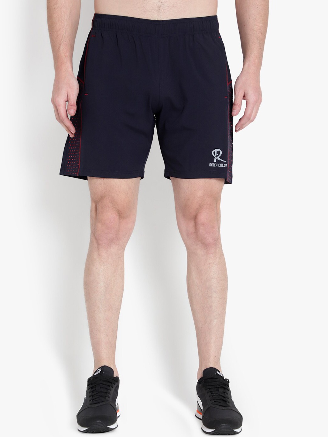 

Reich Color Men Navy Blue & Red Dri-Fit Sports Shorts