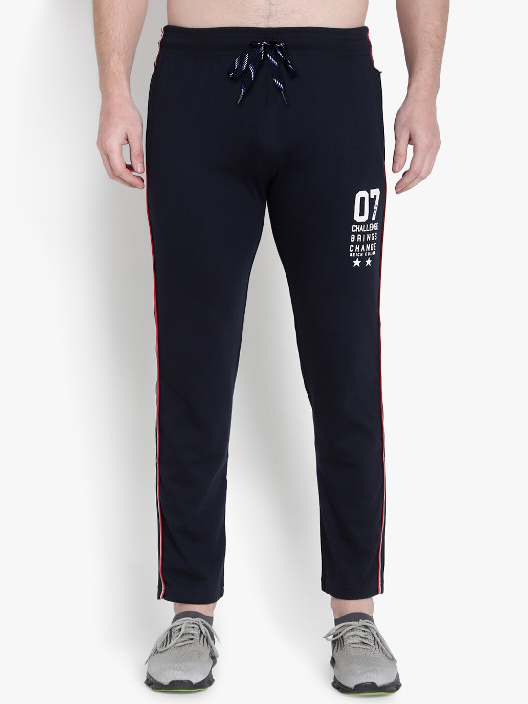 

Reich Color Mens Navy Blue Striped Stretchable Track Pants