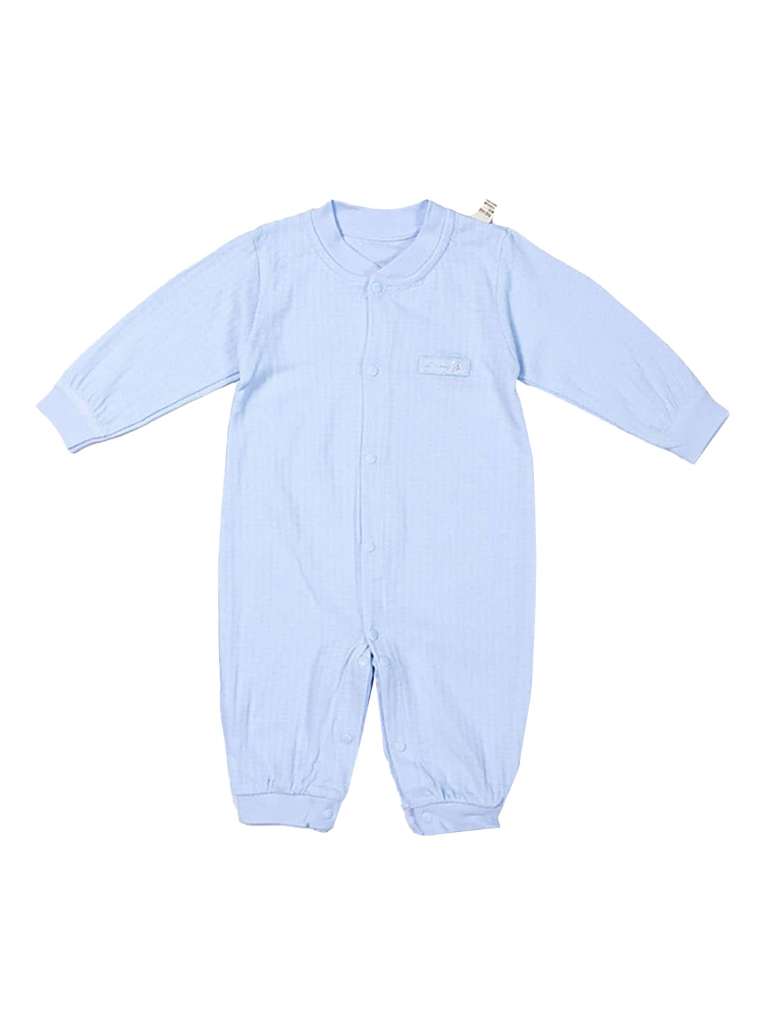 

Hopscotch Infant Kids Blue Solid Pure Cotton Rompers