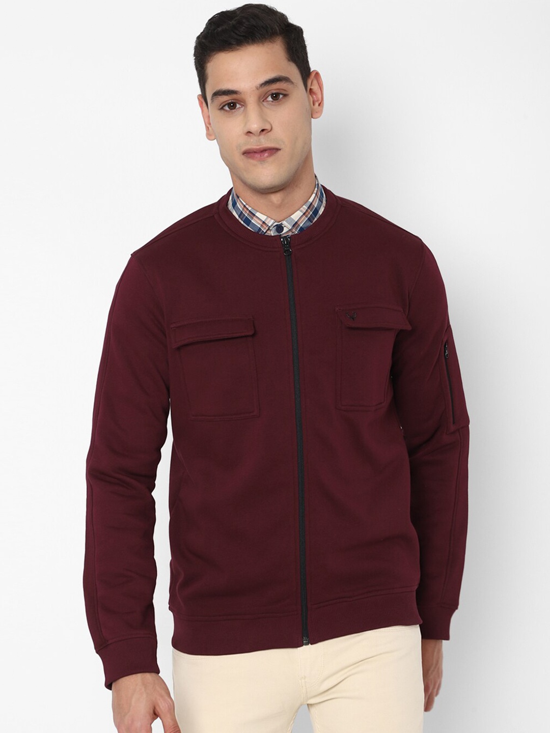 Allen Solly Men Maroon Cotton Sweatshirt