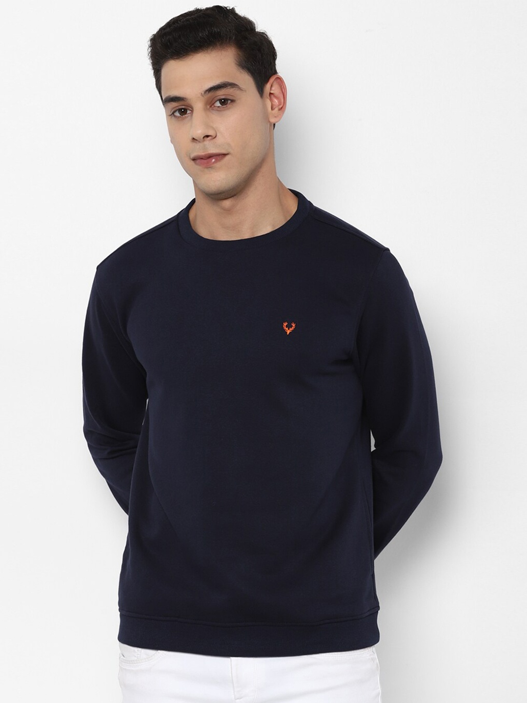 

Allen Solly Men Navy Blue Pure Cotton Sweatshirt