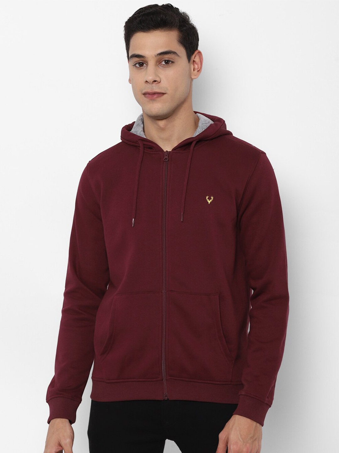 

Allen Solly Men Maroon Hooded Cotton Sweatshirt