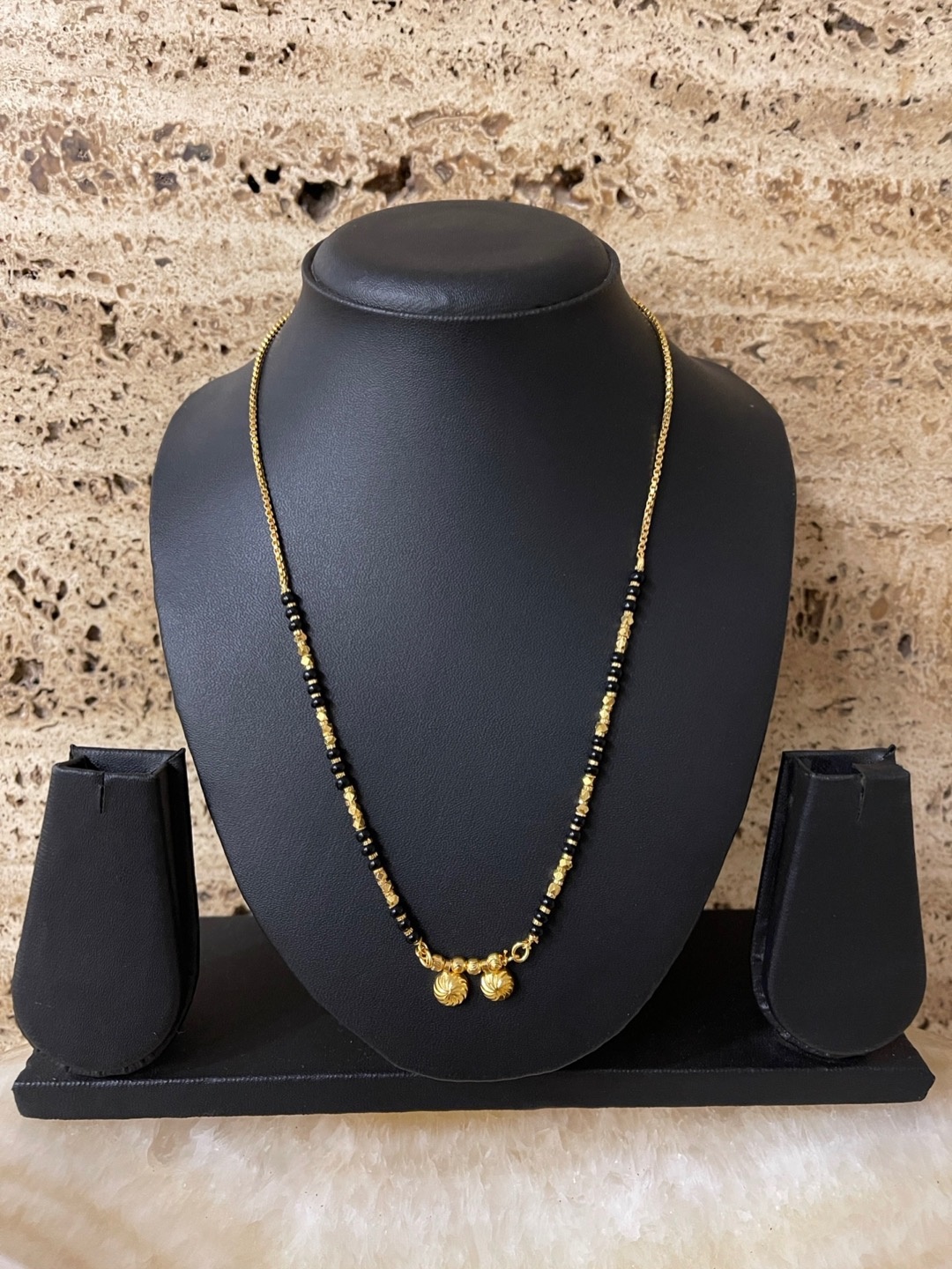 

Digital Dress Room Gold-Plated Black Beaded Vati Short Mangalsutra