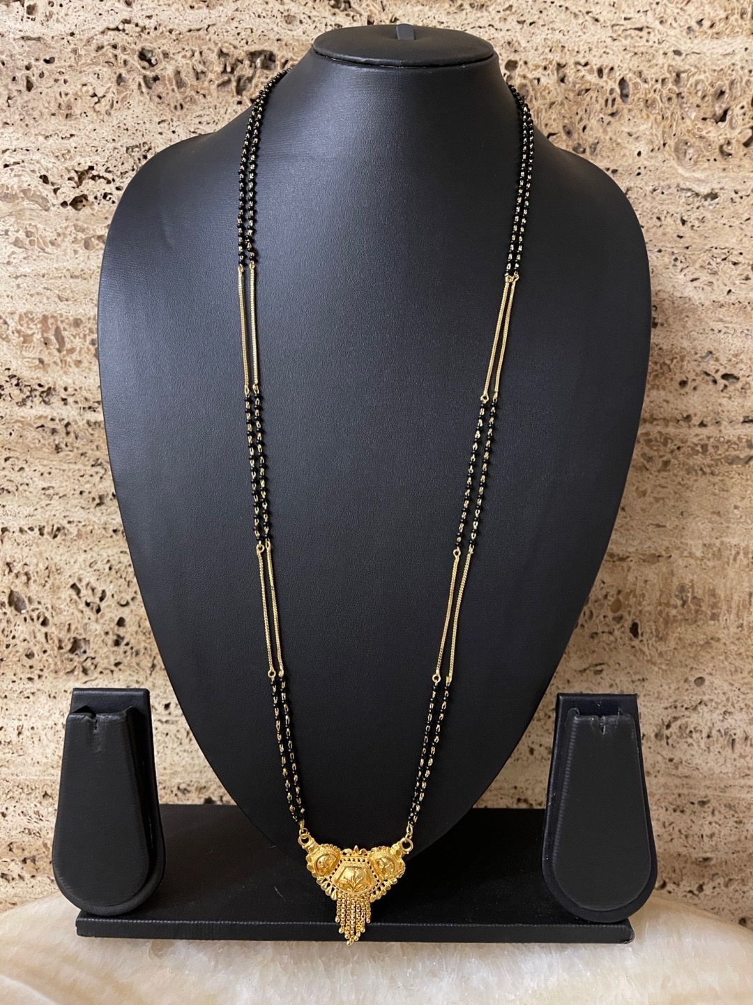 

Digital Dress Room Gold-Plated & Black Beaded Mangalsutra