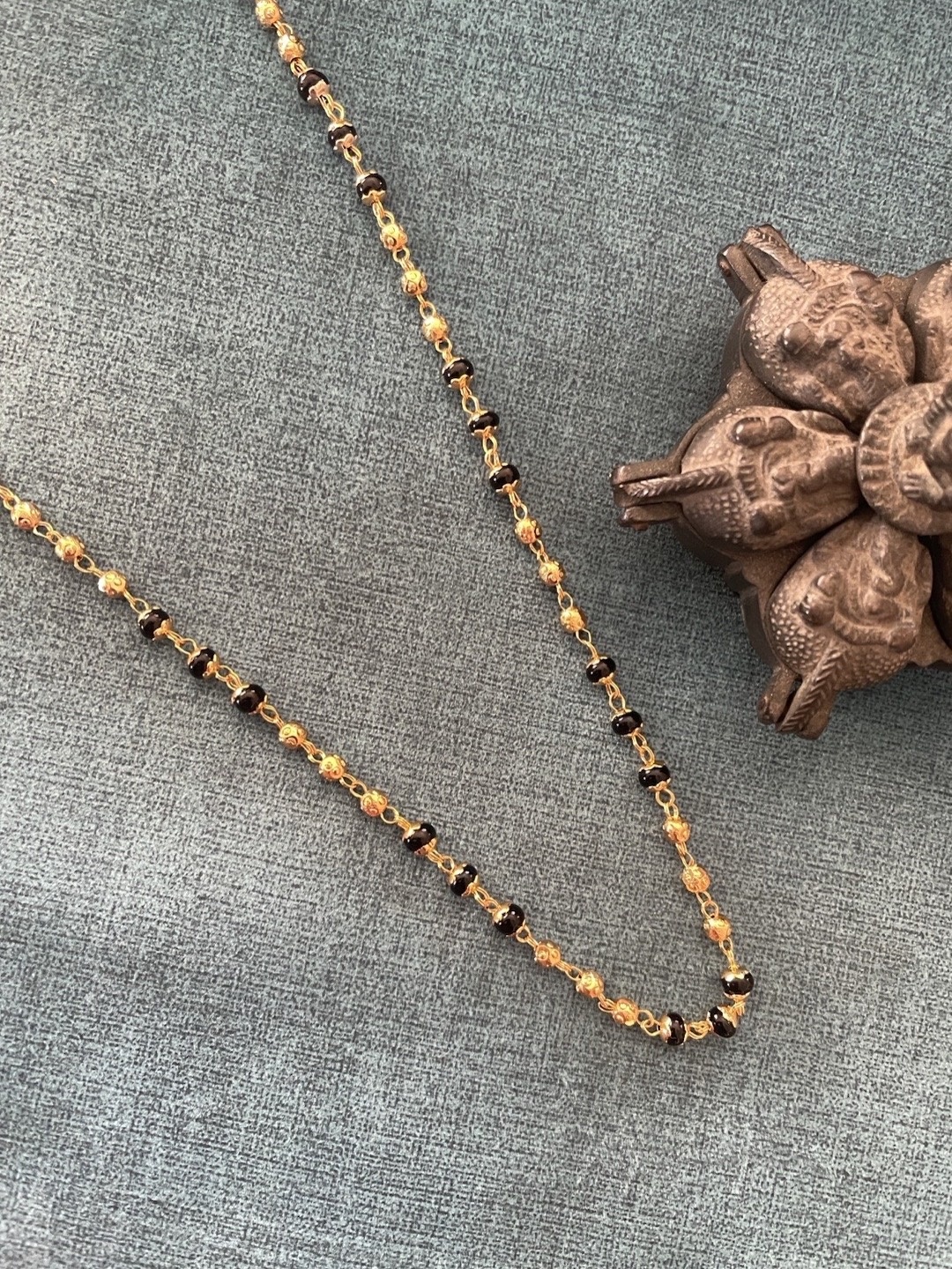 

Digital Dress Room Gold-Plated & Black Beaded Mangalsutra