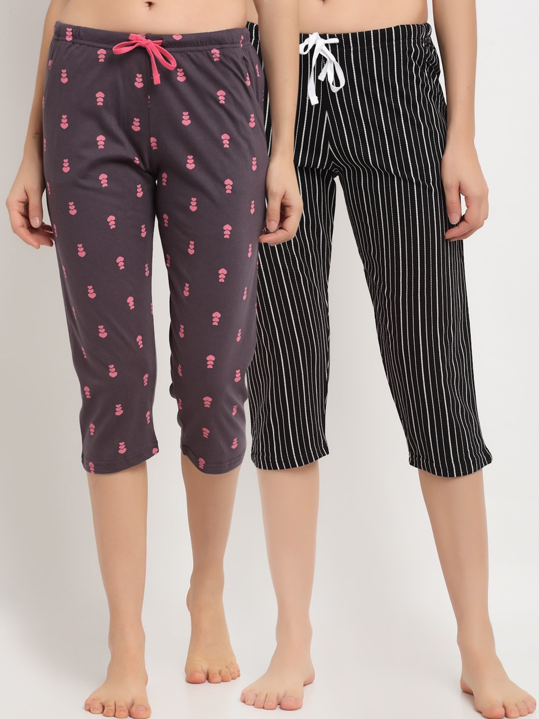 

Kanvin Women Pack Of 2 Pure Cotton Lounge Capris, Purple