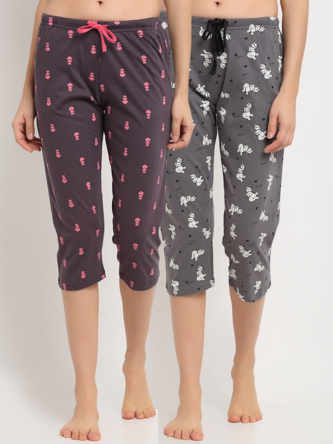 

Kanvin Women Pack Of 2 Pure Cotton Lounge Capris, Mauve