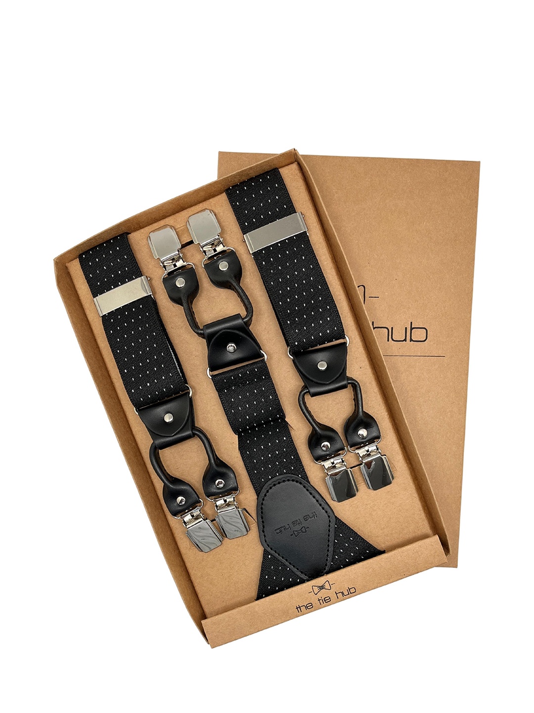 

The Tie Hub Men Black & Grey Patterned Suspenders