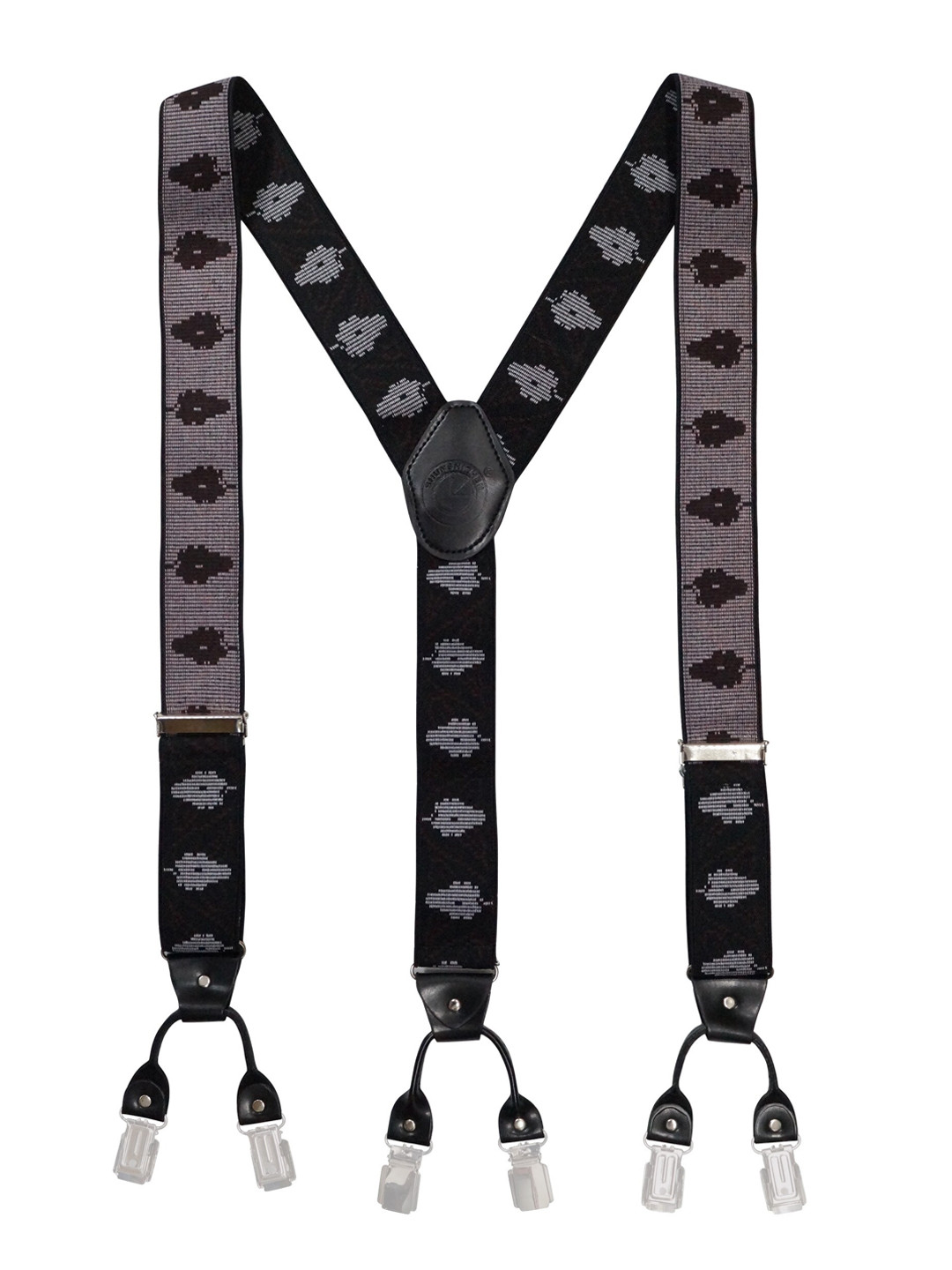 

The Tie Hub Men Black & Grey Printed Suspenders