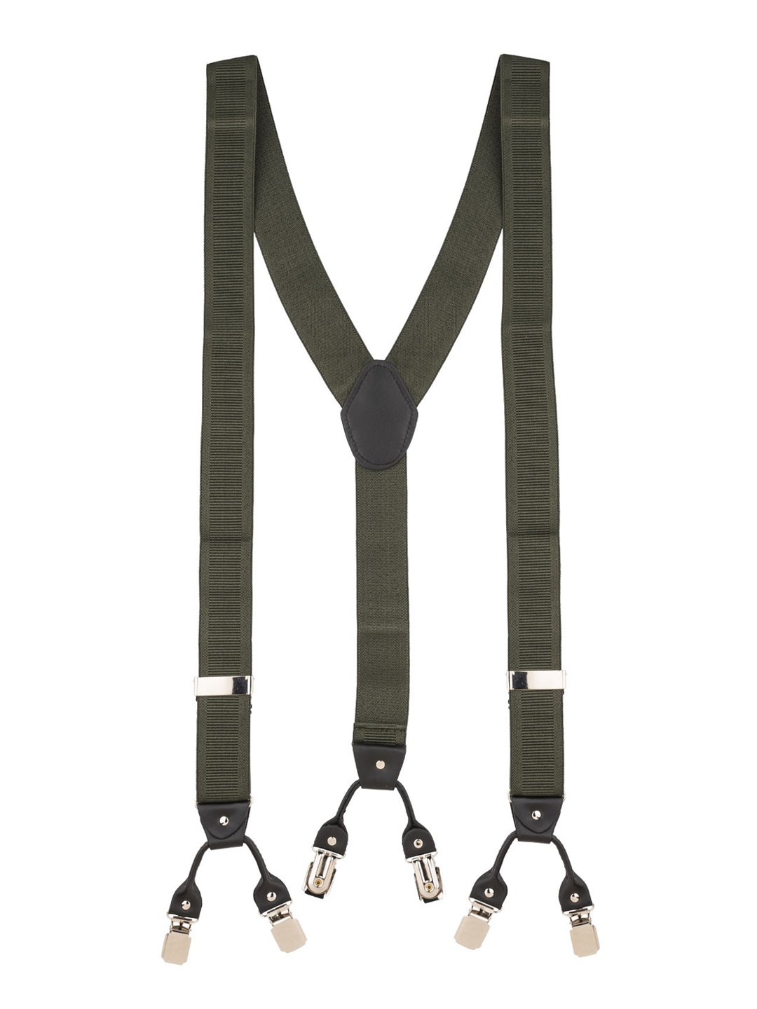 

The Tie Hub Men Olive Green Solid Suspenders