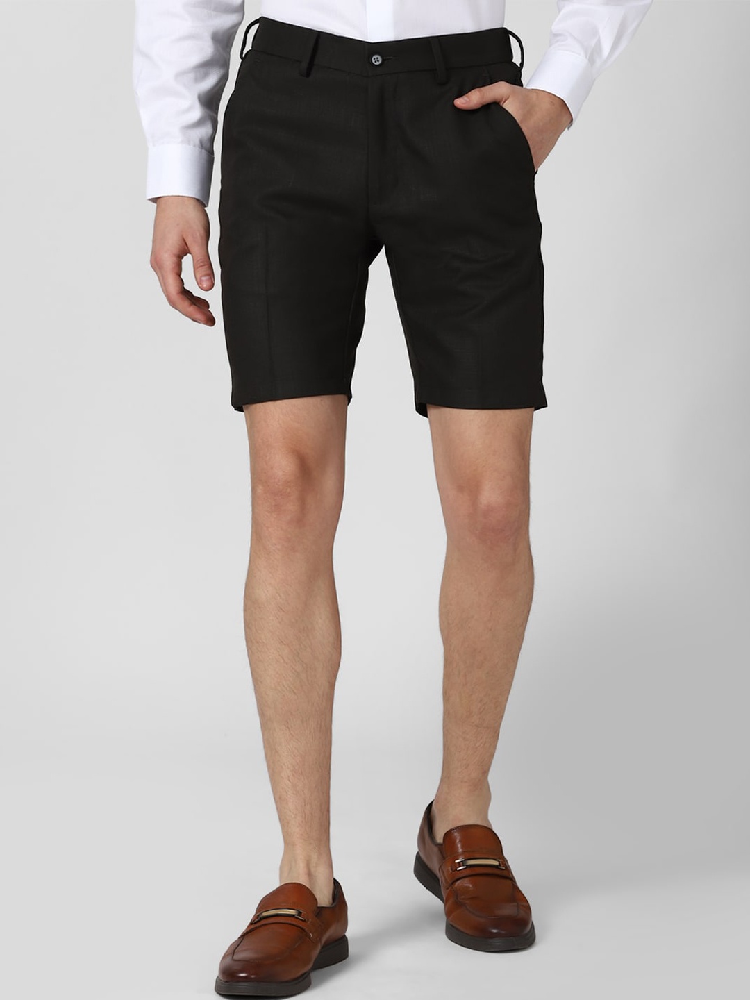 

Peter England Men Black Slim Fit Shorts