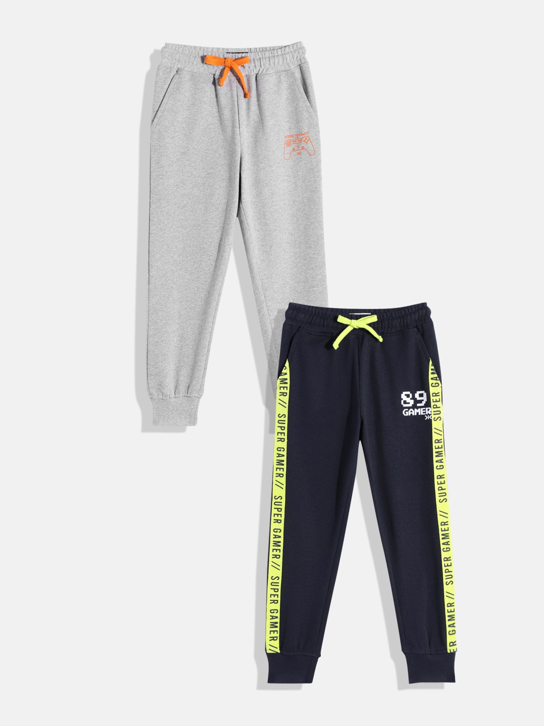 

Killer Boys Pack of 2 Printed Joggers, Grey melange