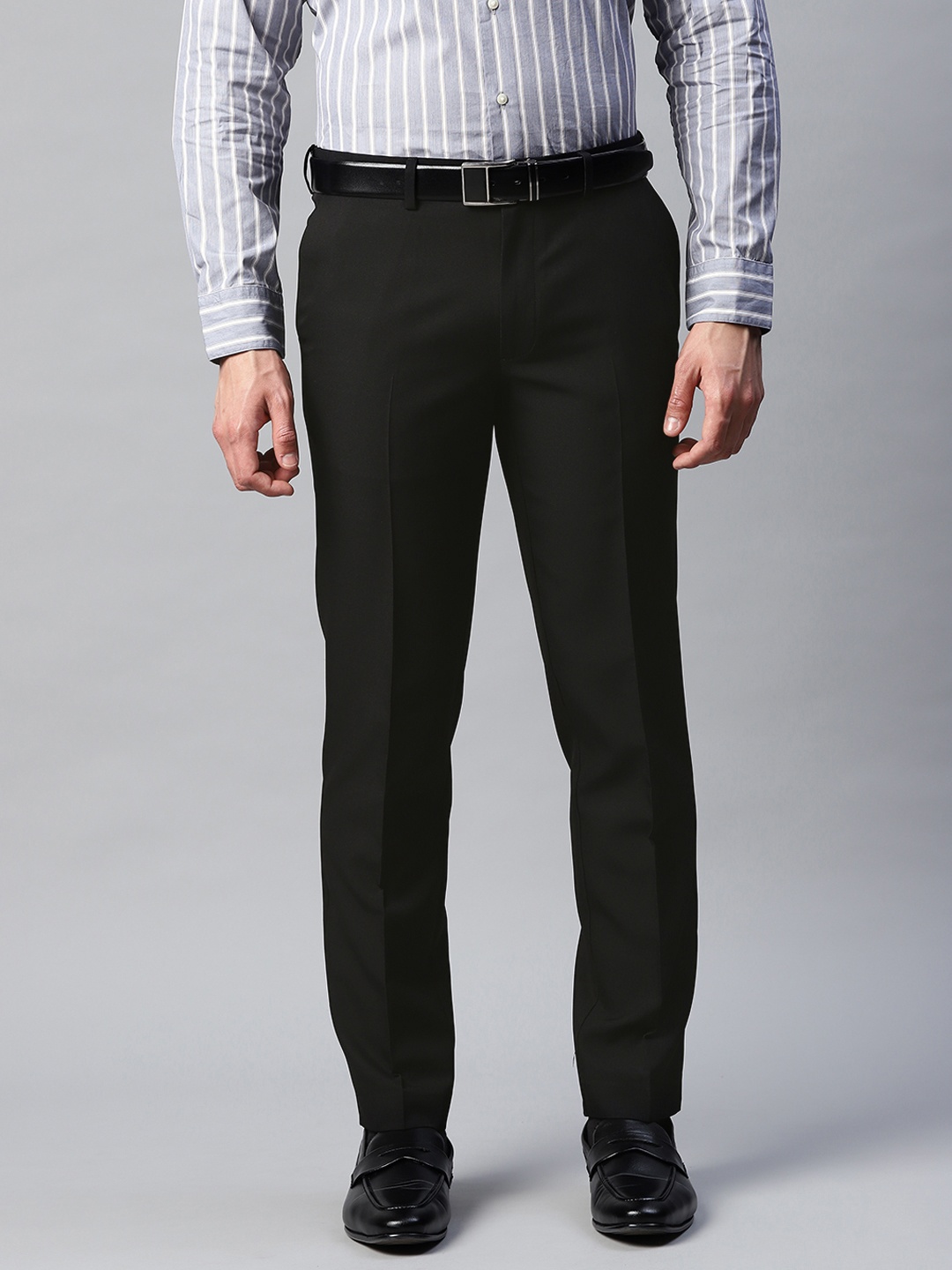 

Marks & Spencer Men Black Solid Formal Trousers