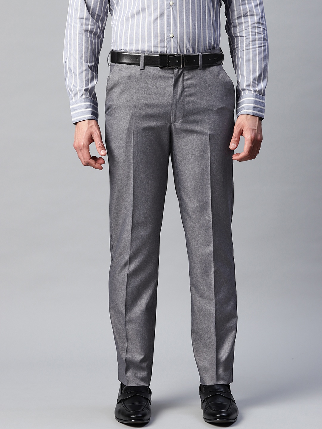 

Marks & Spencer Men Grey Solid Formal Trousers