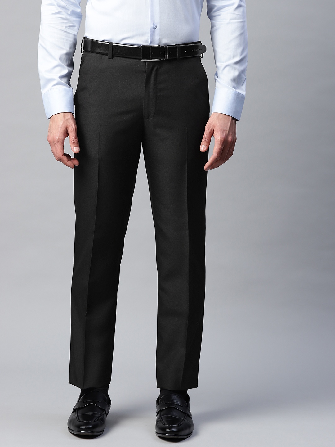 

Marks & Spencer Men Black Solid Formal Trousers