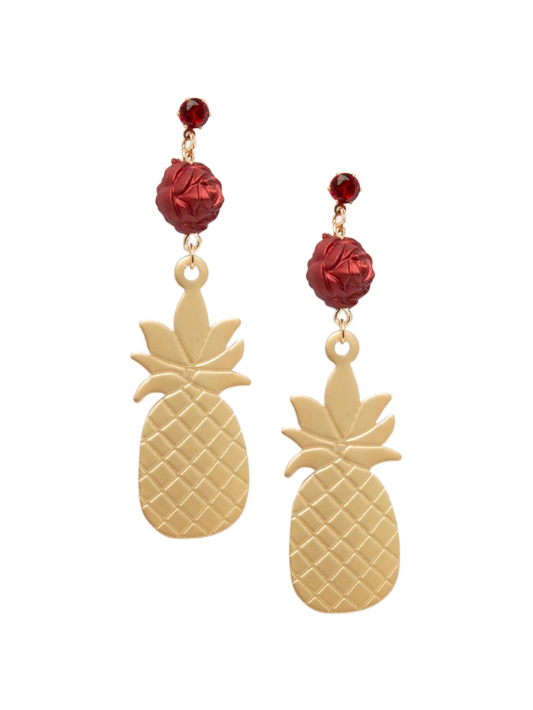 

Mali Fionna Women Gold-Toned & Red Contemporary Drop Earrings
