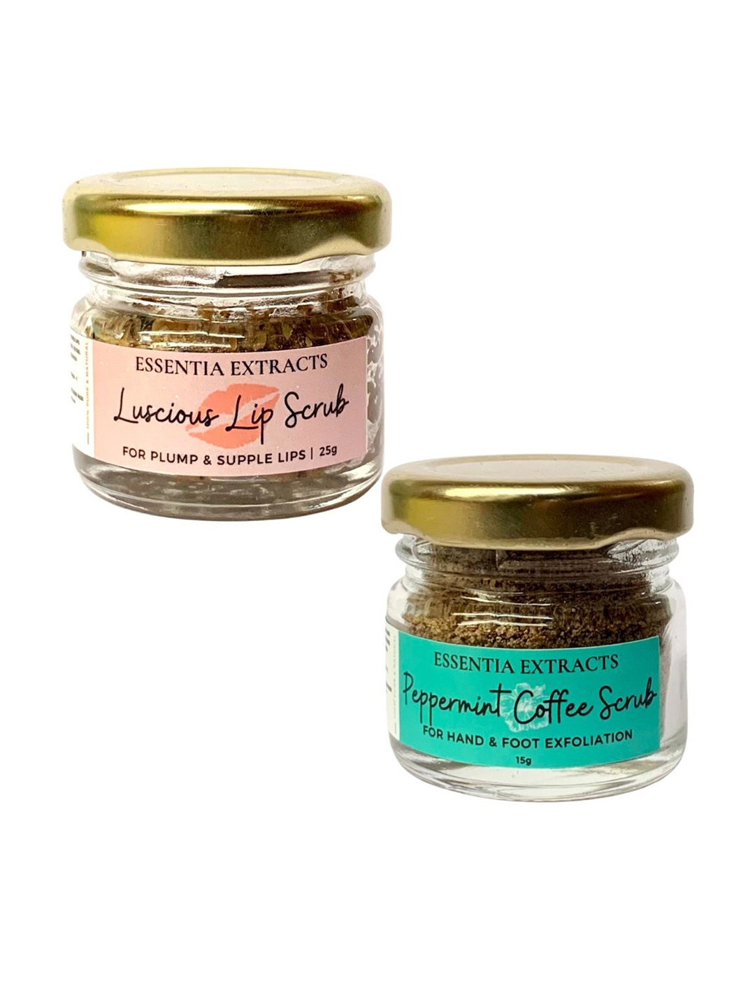

ESSENTIA EXTRACTS Set of Peppermint Coffee Hand & Foot Scrub & Luscious Lip Scrub, Brown