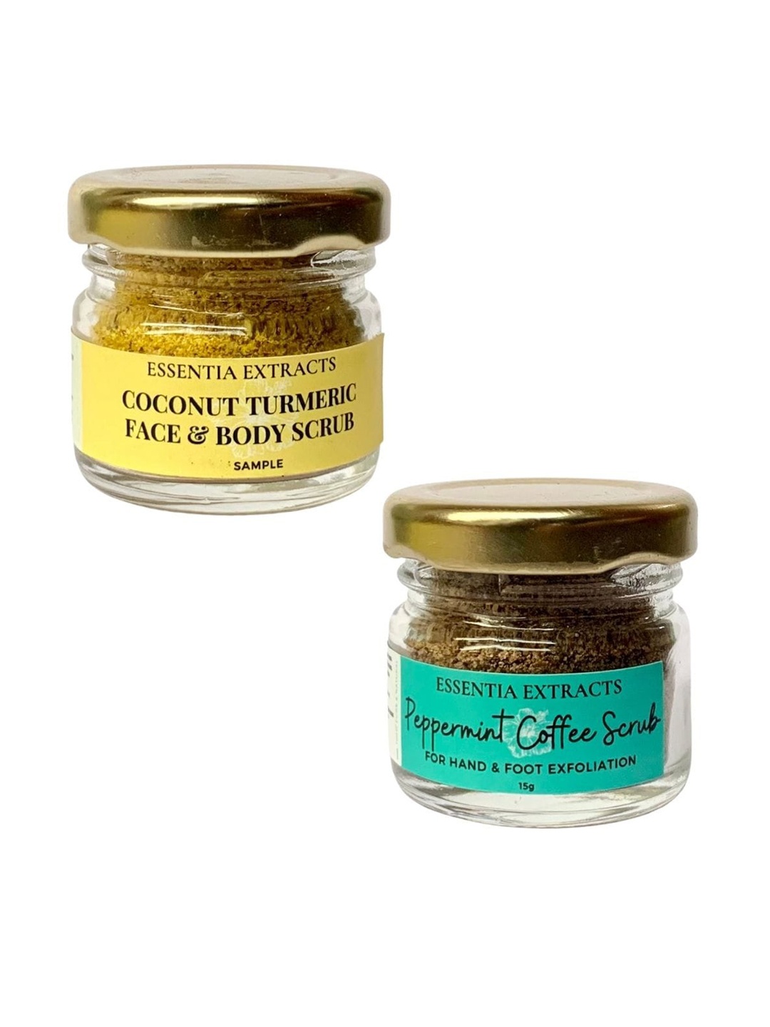 

ESSENTIA EXTRACTS Set of Peppermint Hand & Foot & Coconut Turmeric Scrub - 15 g Each, Yellow