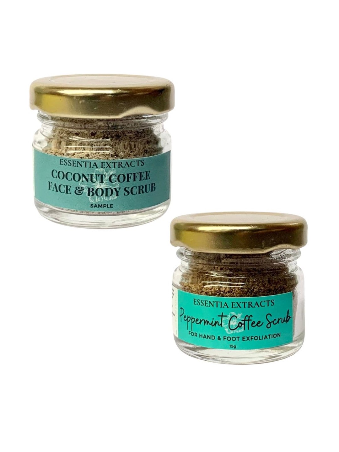 

ESSENTIA EXTRACTS Set of Peppermint Foot & Hand Scrub & Coconut Coffee Scrub - 15 g Each, Blue