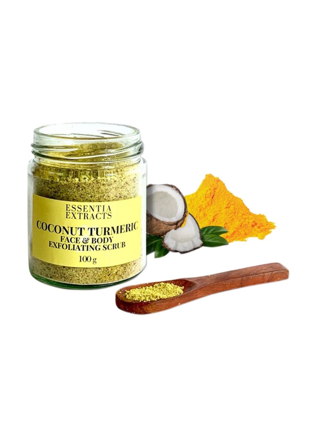 

ESSENTIA EXTRACTS Coconut Turmeric Face & Body Exfoliating Scrub - 100 g, Yellow