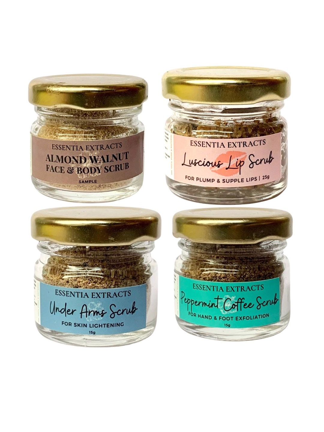 

ESSENTIA EXTRACTS Set of 4 Face Body & Lip Scrub, Multi