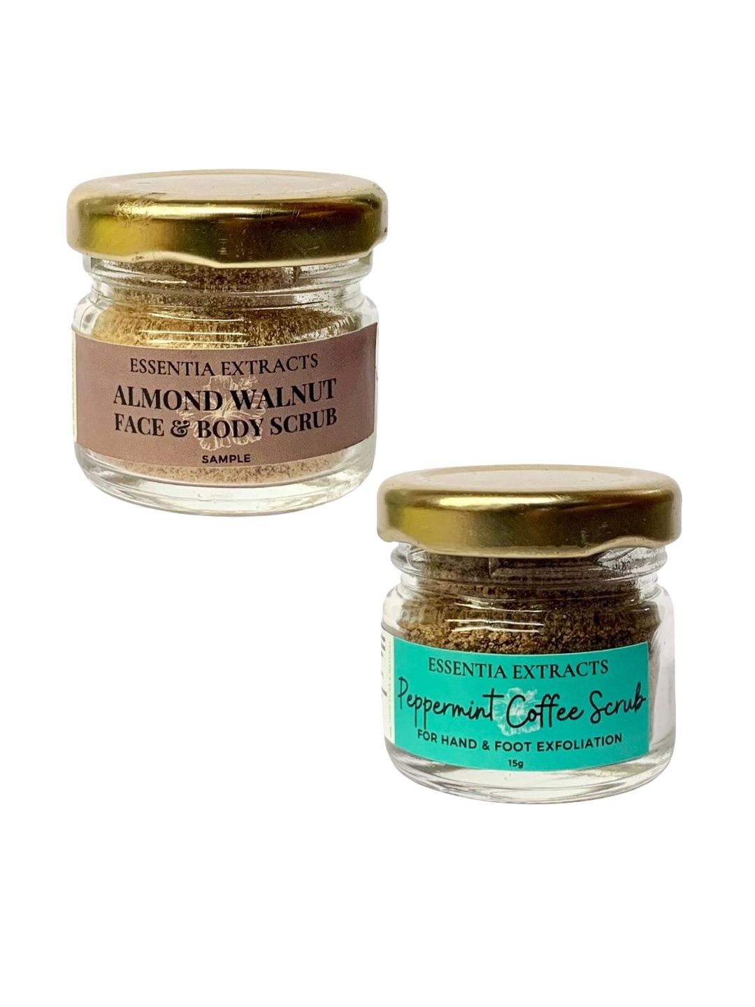 

ESSENTIA EXTRACTS Set of 2 Peppermint Coffee Scrub & Almond Walnut Scrub - 15 g Each, Brown