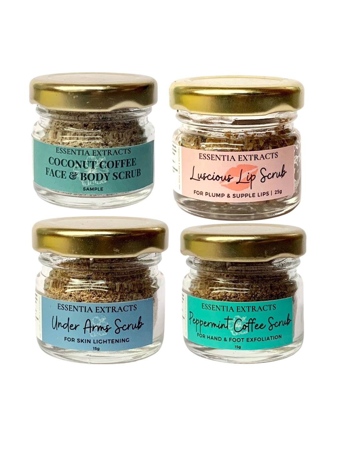 

ESSENTIA EXTRACTS Pack Of 4 Oil Control Face, Body, Under Arm & Lip Scrub & Exfoliator, Brown