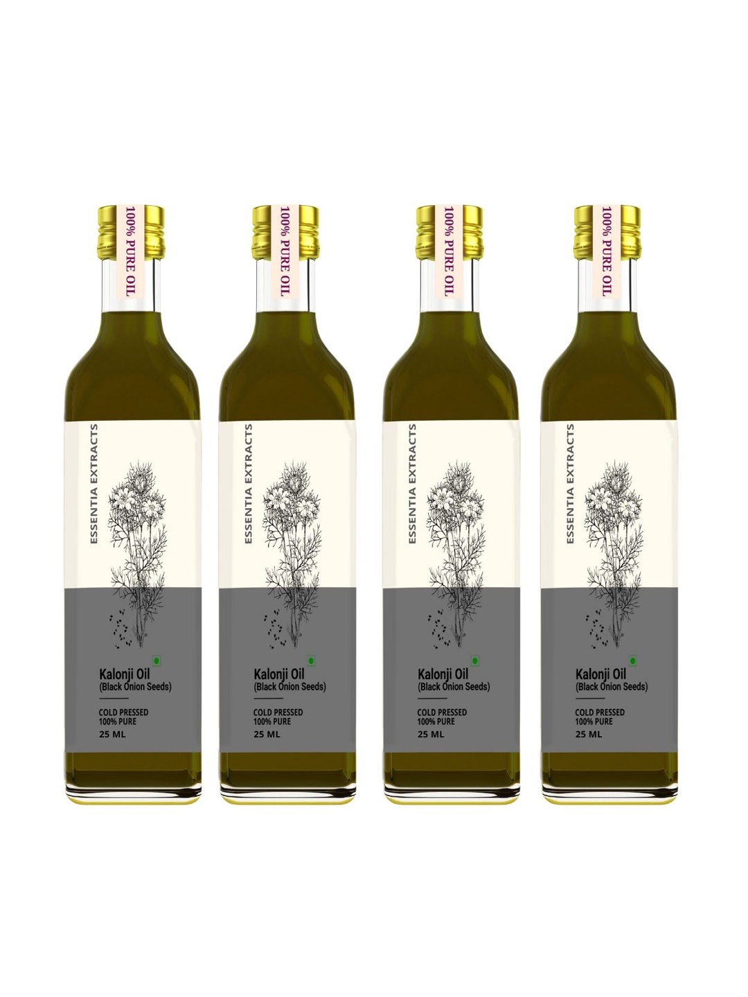 

ESSENTIA EXTRACTS Set of 4 Cold Pressed Kalonji Oils - 25 ml Each, Black