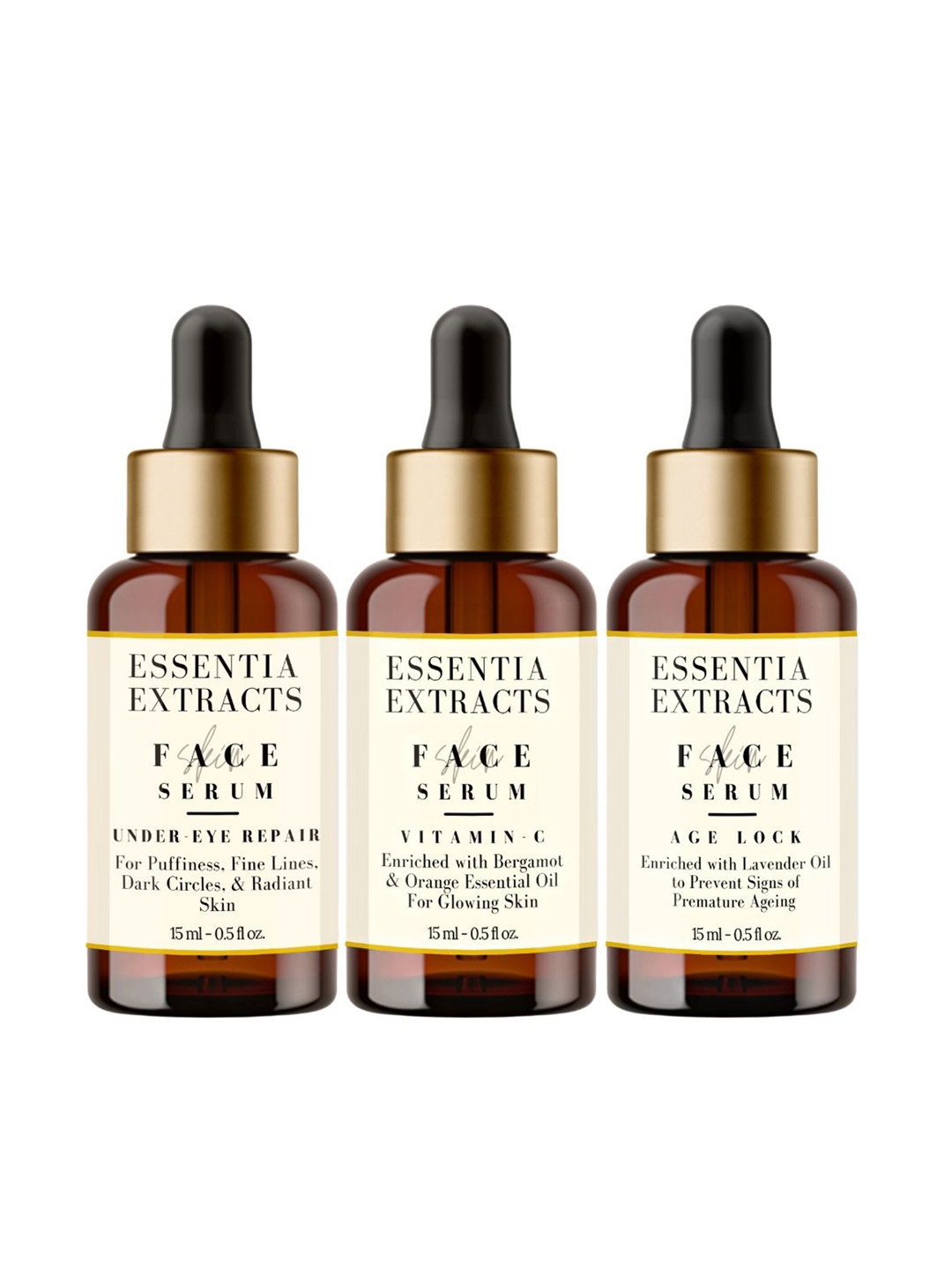

ESSENTIA EXTRACTS Set of Under Eye Repair - Age Lock & Vitamin C Face Serum 15 ml each, Yellow