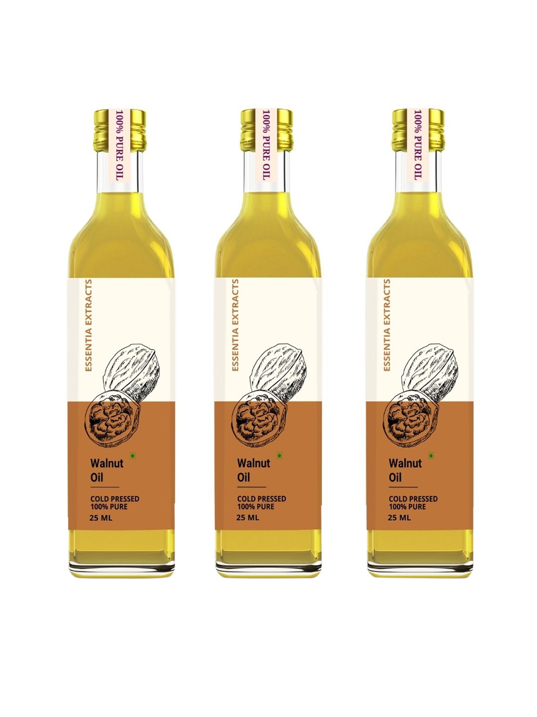 

ESSENTIA EXTRACTS Set of 3 Cold Pressed Walnut Oil 25 ml each, Mustard