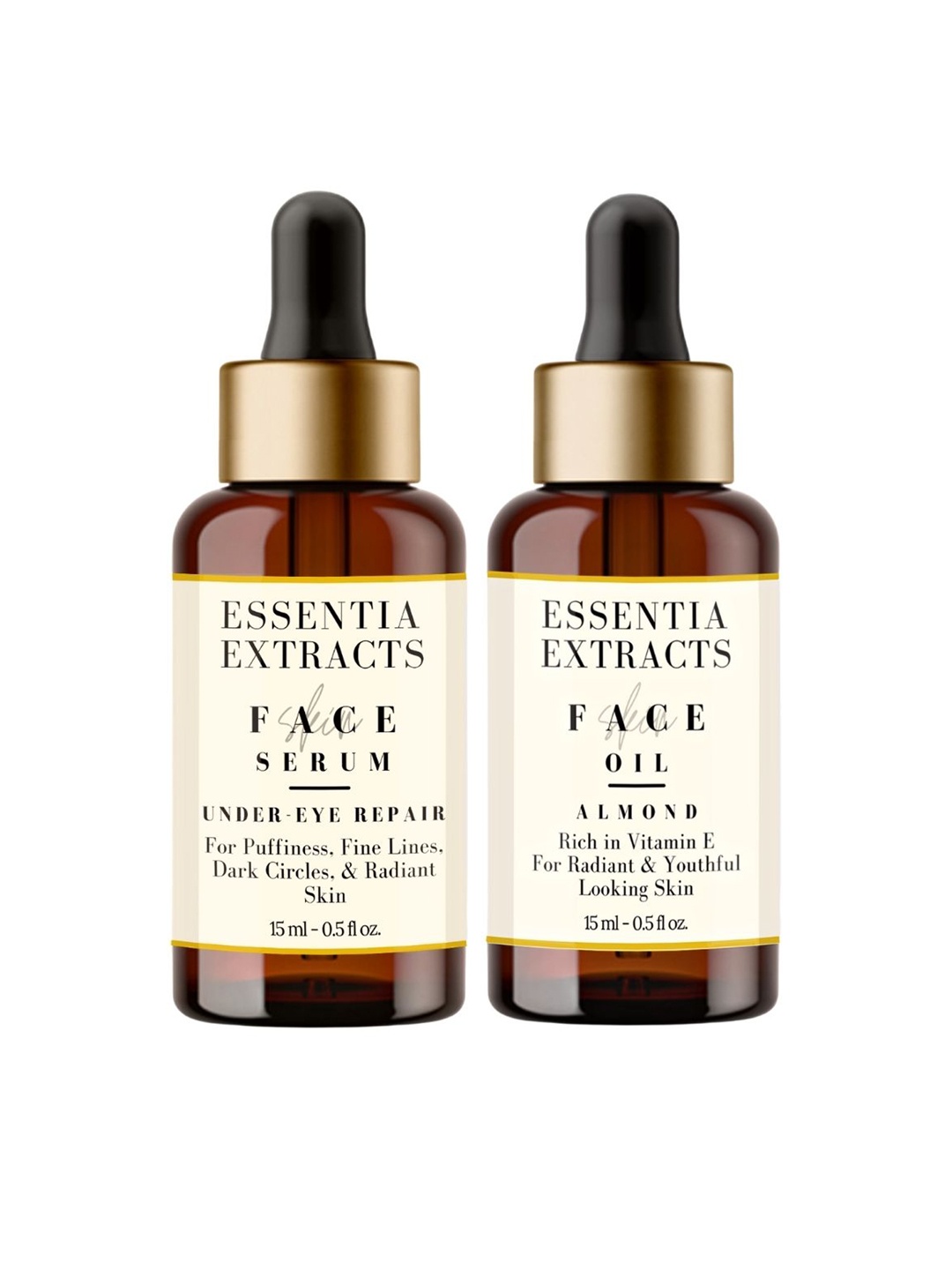 

ESSENTIA EXTRACTS Set of Under Eye Repair Face Serum & Almond Face Oil 15 ml each, Yellow