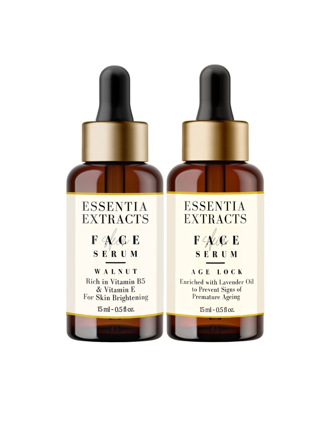 

ESSENTIA EXTRACTS Set of Walnut & Age-Lock Face Serum 15 ml each, Yellow