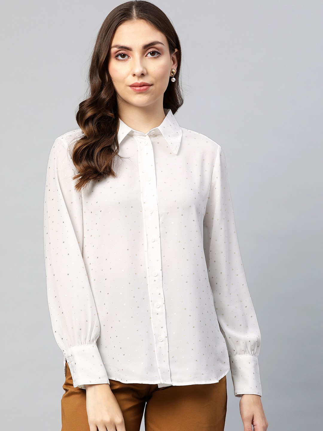 

Marks & Spencer Women White Printed Casual Shirt