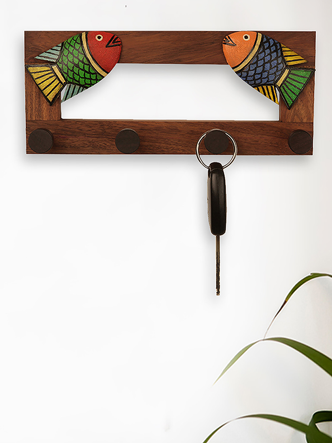 

ExclusiveLane Brown Handcrafted Sheesham Wooden Fish Key Holder