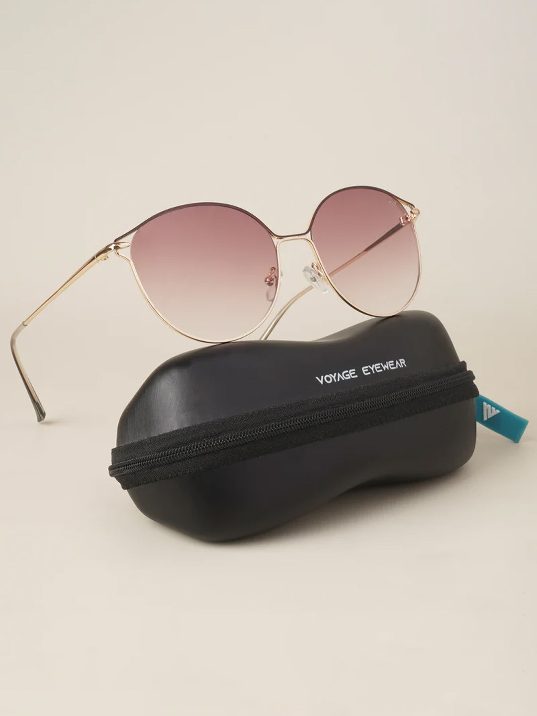 

Voyage Unisex Red Lens & Gold-Toned Full Rim Round Sunglasses with UV Protected Lens
