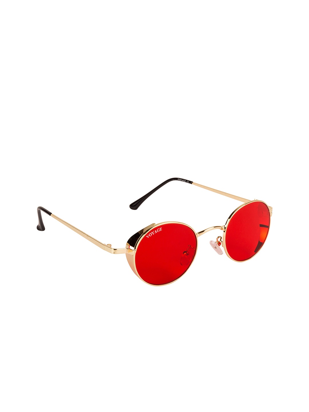 

Voyage Unisex Red Lens & Gold-Toned Round Sunglasses with UV Protected Lens