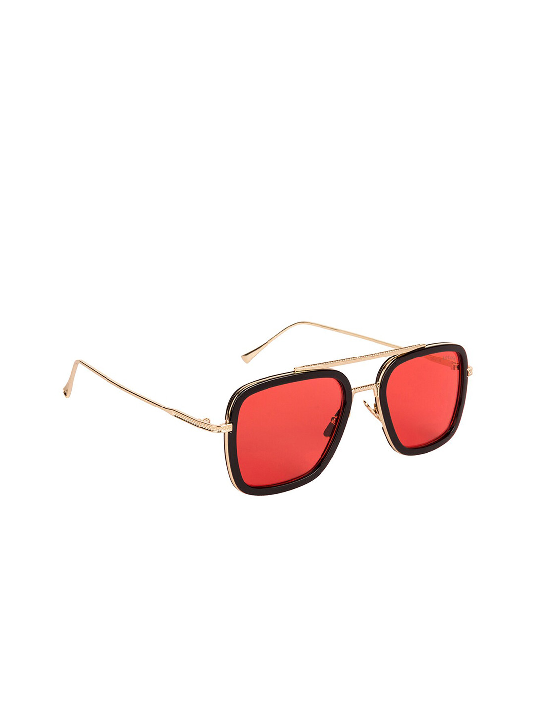 

Voyage Unisex Red Lens & Gold-Toned Square Sunglasses with UV Protected Lens