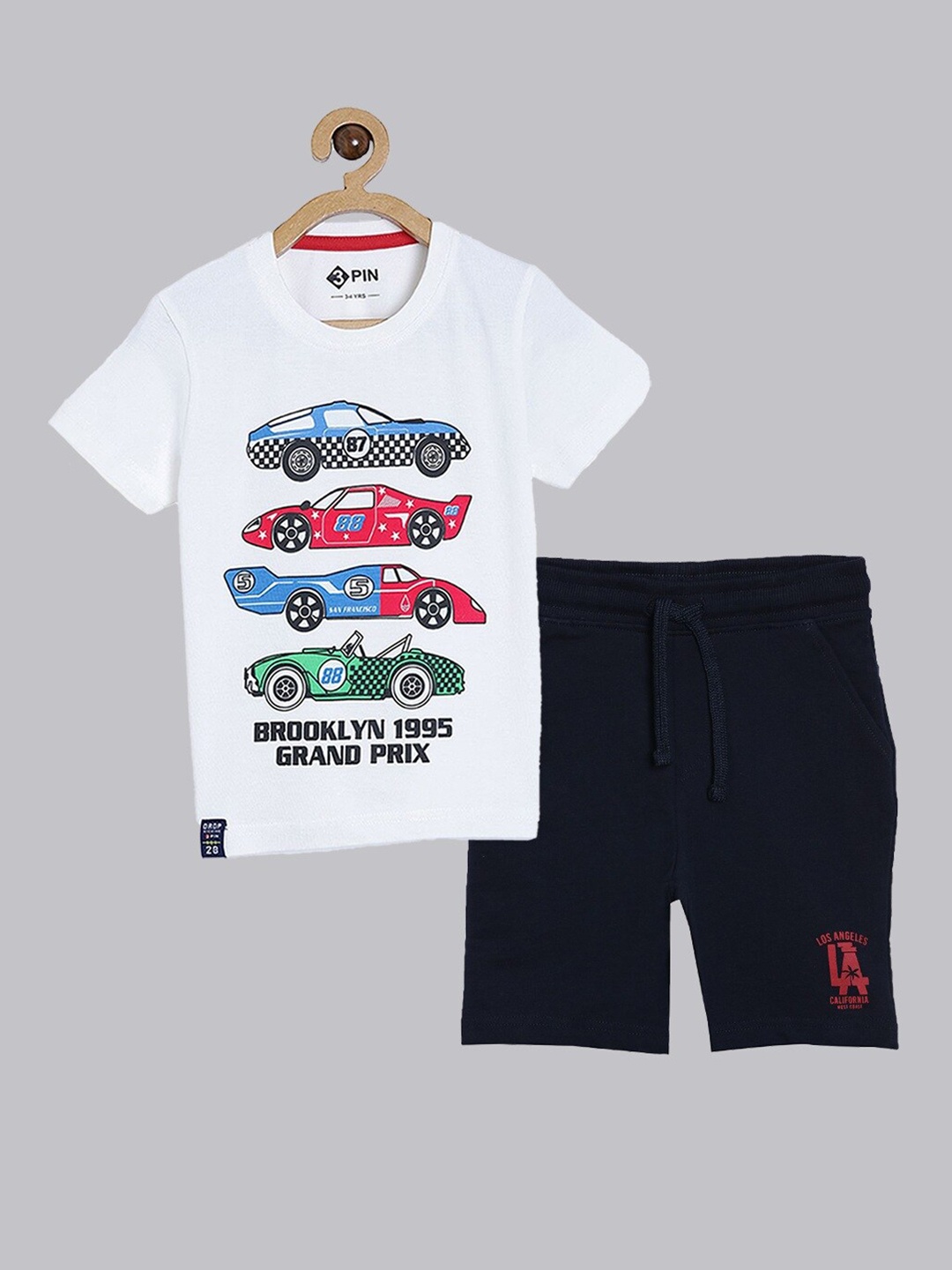 

3PIN Boys White & Black Printed Pure Cotton Night suit