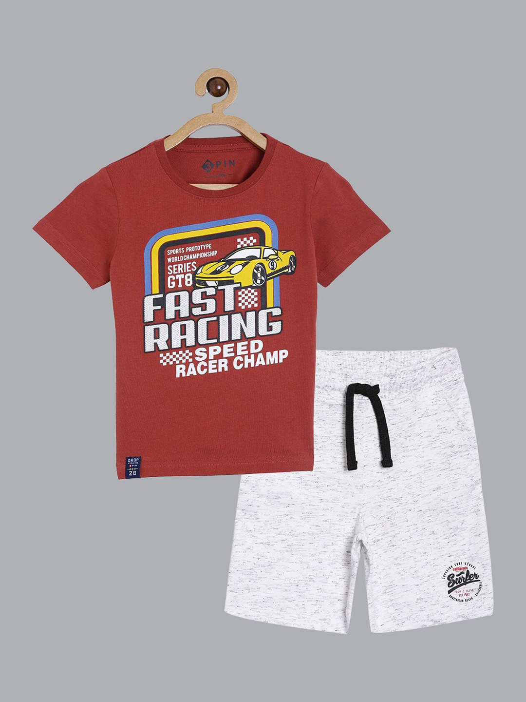

3PIN Boys Brown & White Printed Pure Cotton Clothing Set