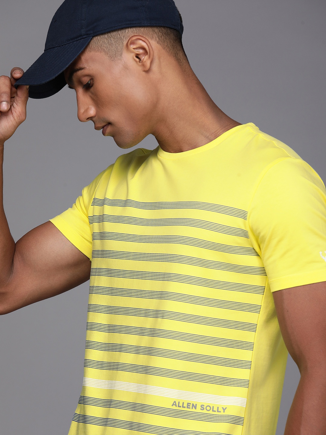

Allen Solly Sport Men Yellow & Grey Graphic Printed Casual T-shirt