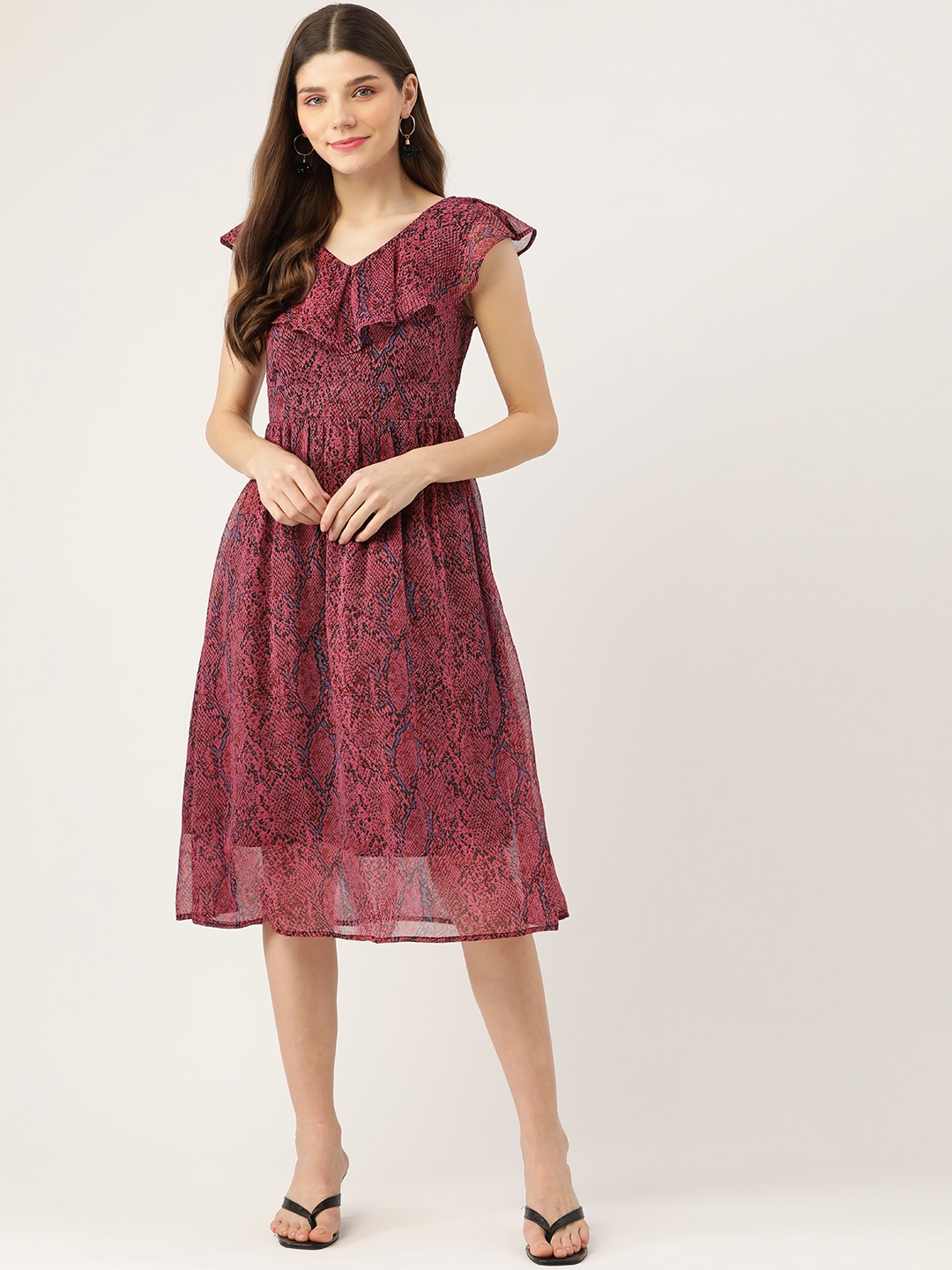

Aaruvi Ruchi Verma Animal Layered Midi Dress, Mauve