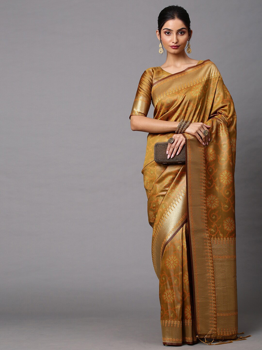 

Mitera Mustard Woven Design Saree