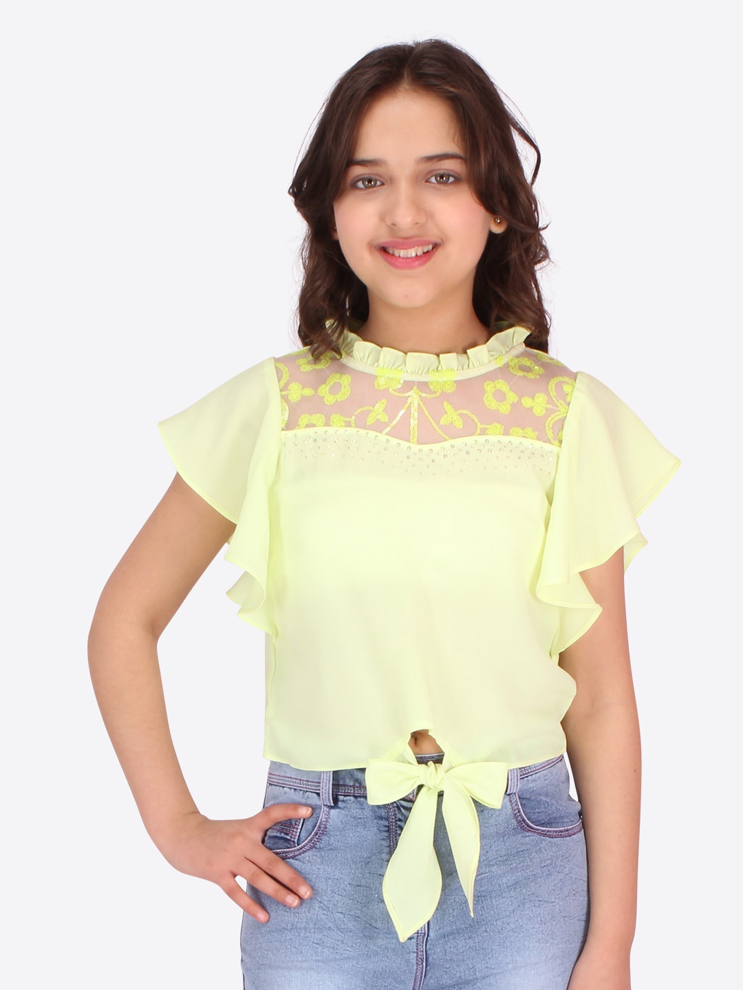 

CUTECUMBER Green Georgette Top