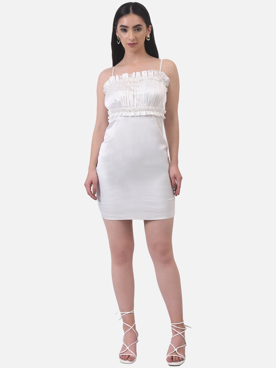 

ATTIC SALT White Strappy Satin Bodycon Dress