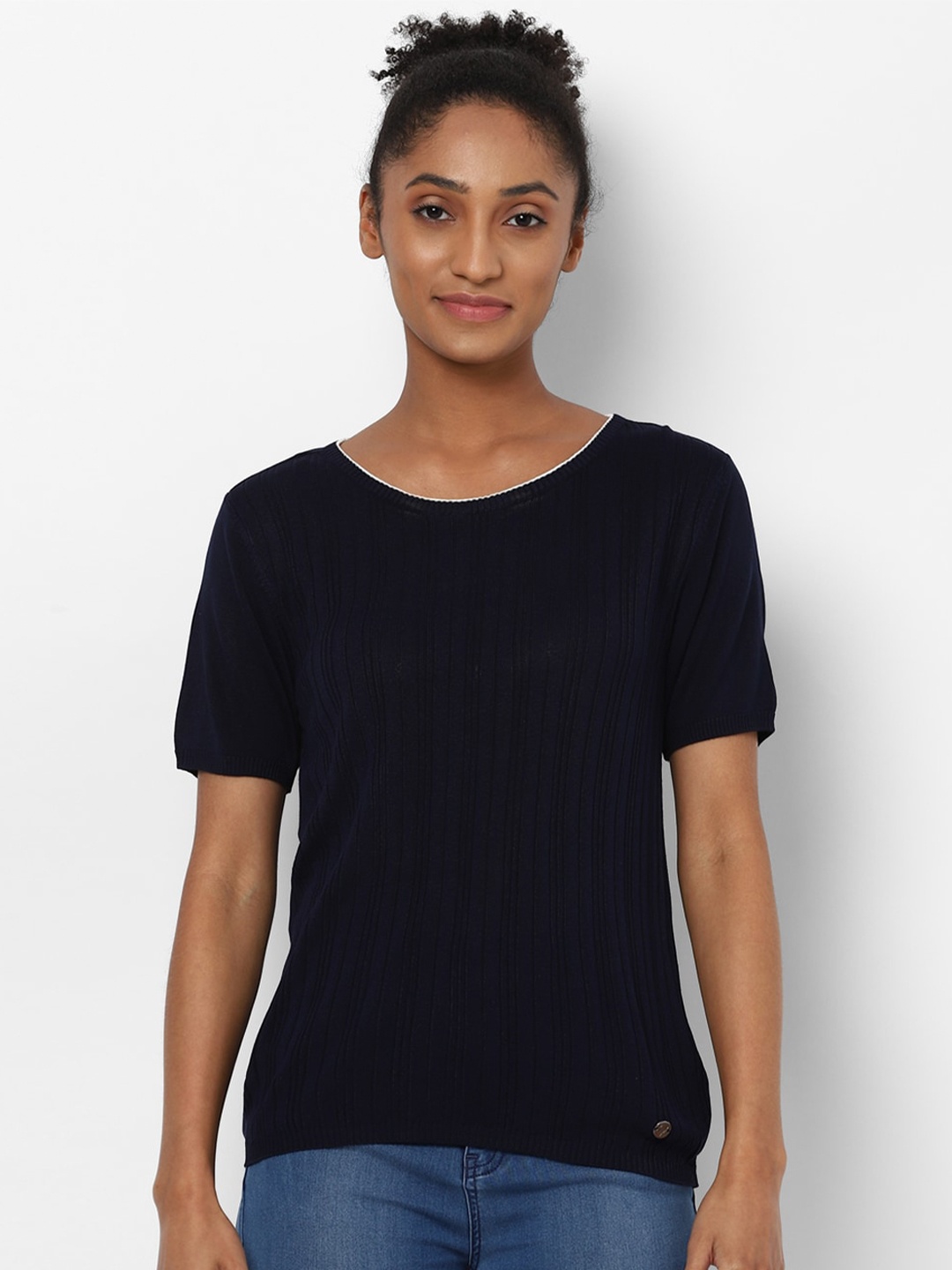 

Allen Solly Woman Navy Blue Solid Top