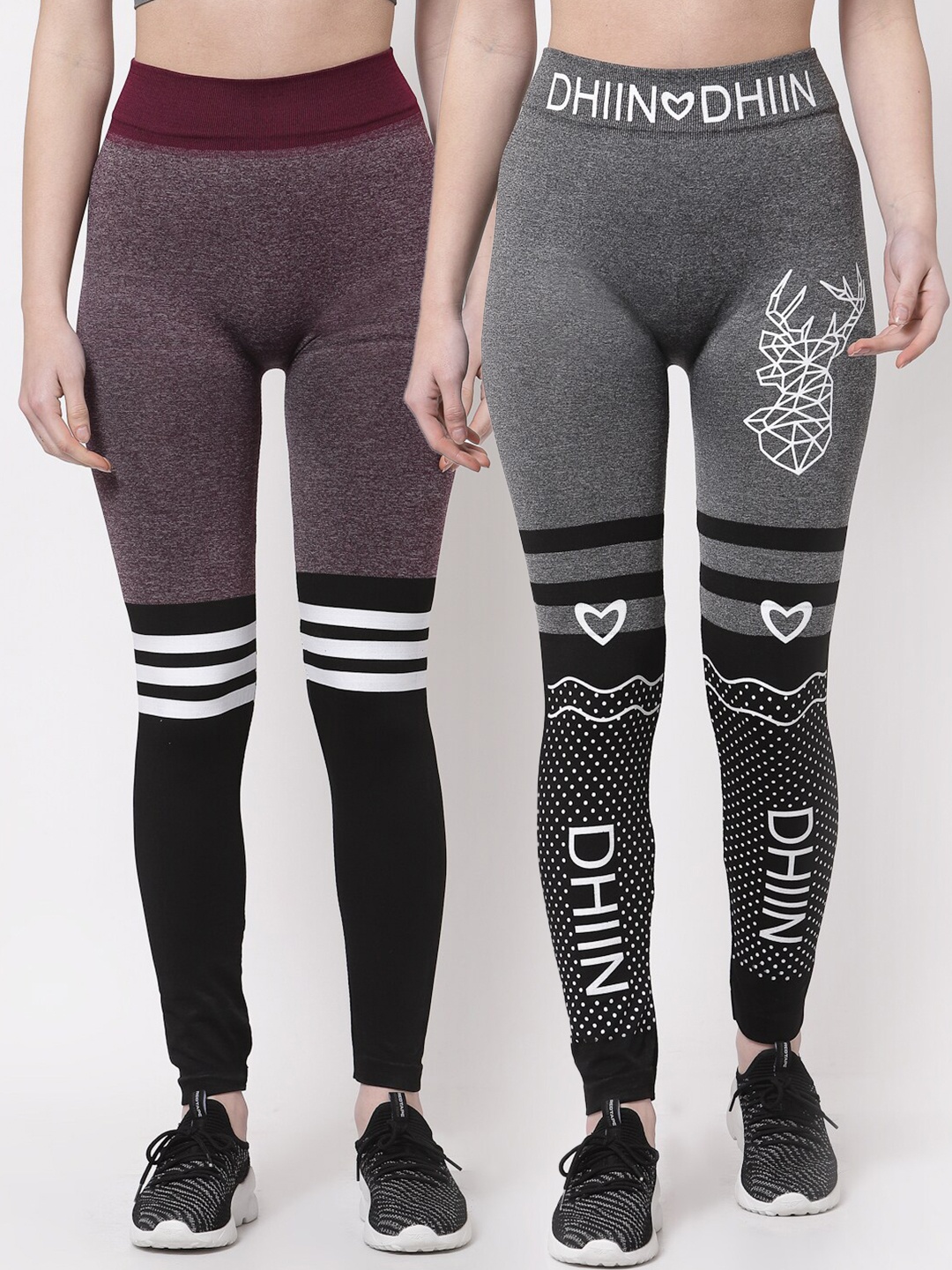 

KLOTTHE Women Multicoloured Set Of 2 Printed Skinny Fit Jeggings, Multi